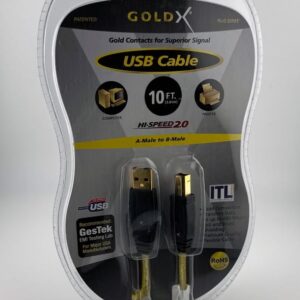 GOLDX USB Cable Type A Plug to Type B Plug, 10 ft, USB 2.0 (GX620-10)